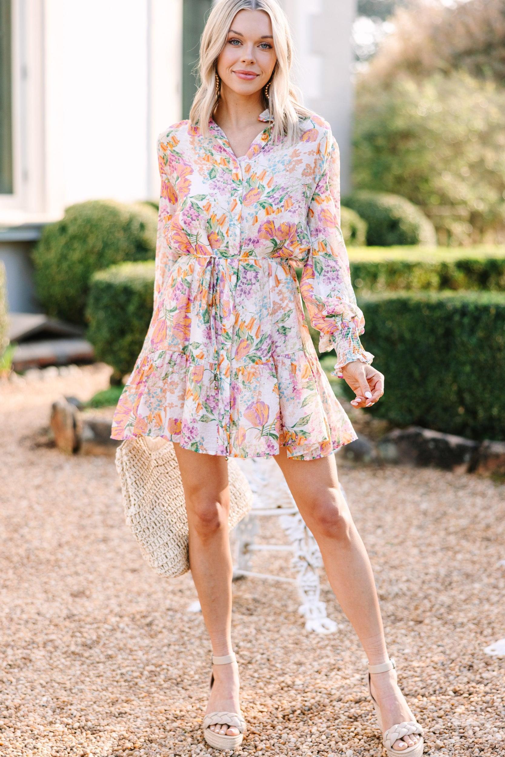 Fate: With Love Orange Floral Dress Female Product Image