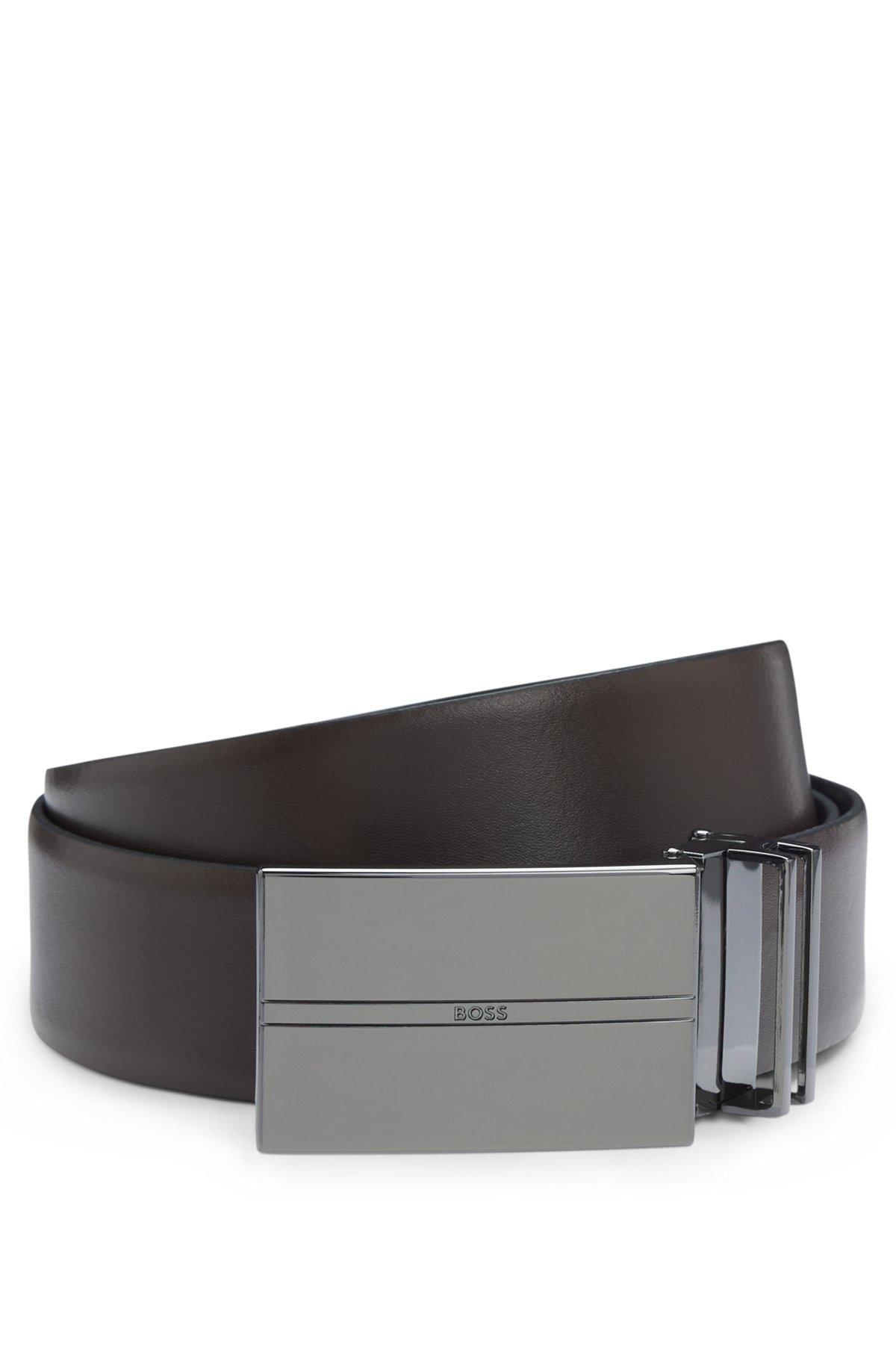 Reversible Italian-leather belt with interchangeable buckles Product Image