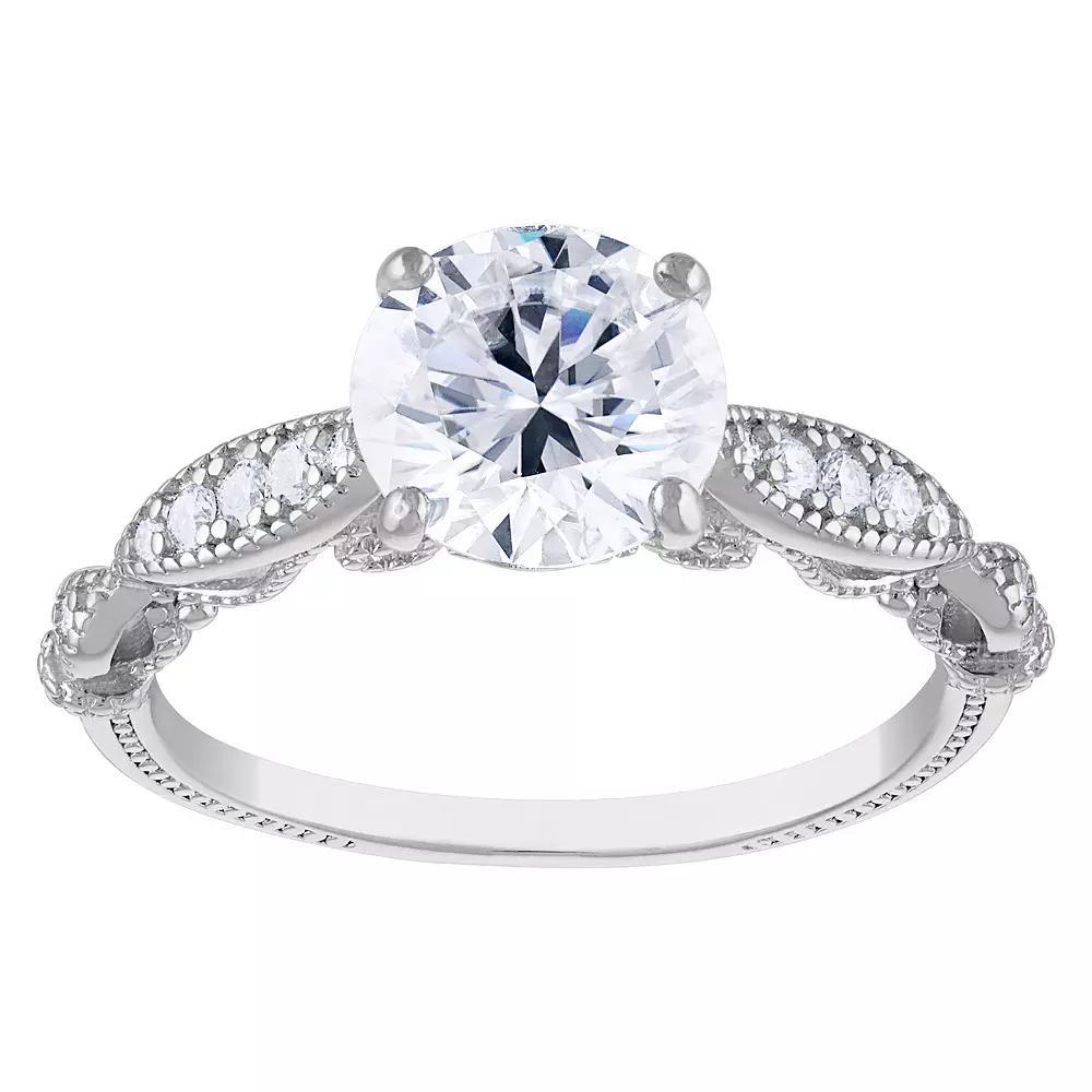 White Lotus Sterling Silver 2 1/3 Carat T.W. Lab-Created Moissanite Engagement Ring, Women's, Size: 6 Product Image