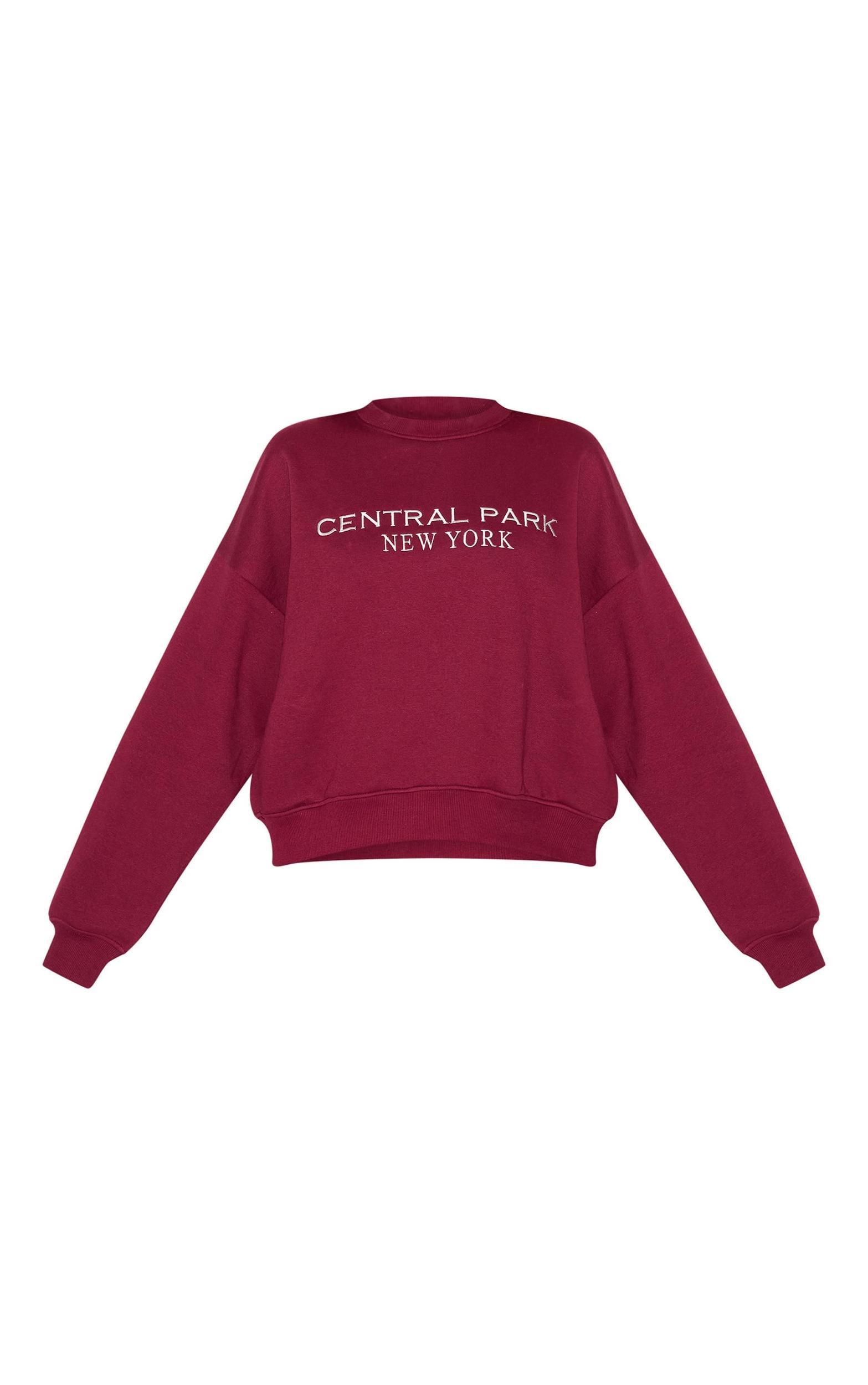 Burgundy Central Park Embroidered Boxy Sweat Product Image