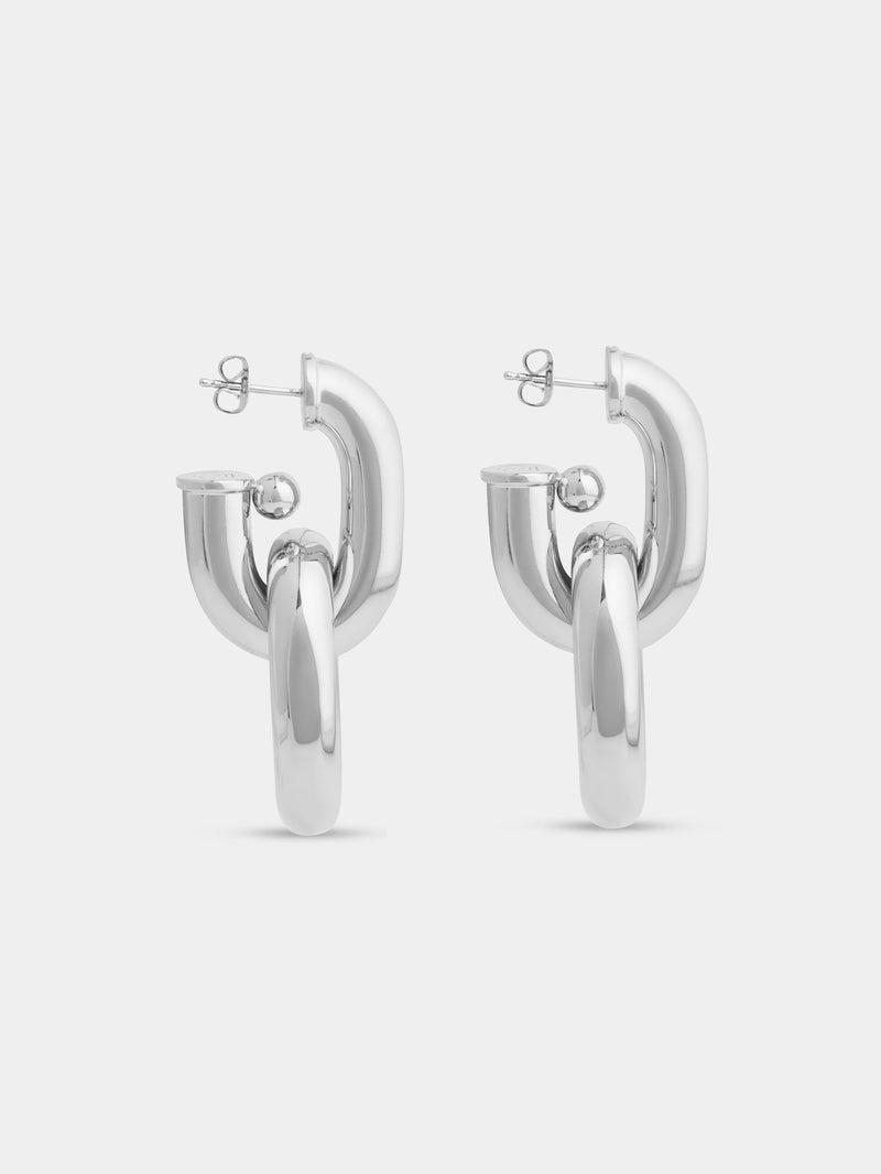 Silver Double XL Link Earrings Product Image
