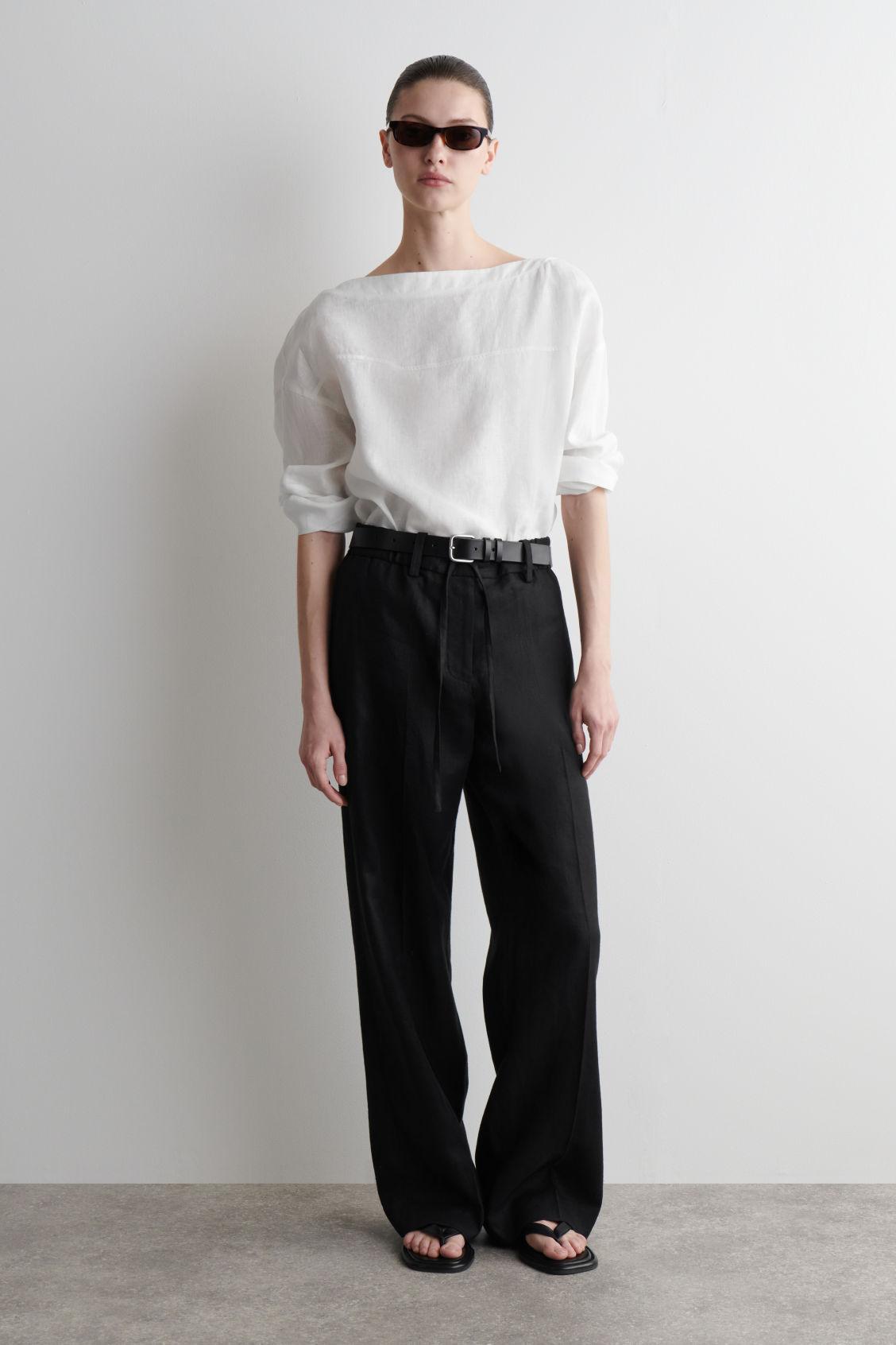 TIE-DETAIL LINEN BLOUSE Product Image