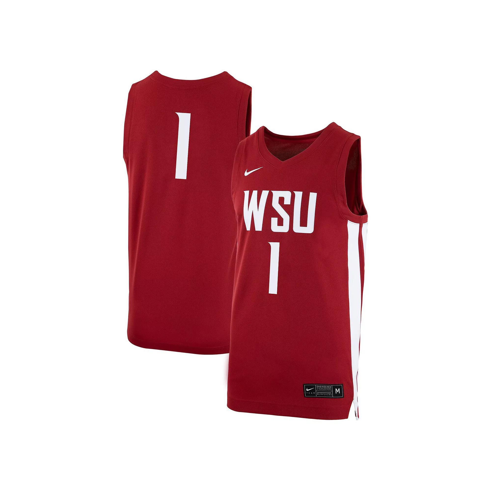 Men's Nike #1 Crimson Washington State Cougars Logo Replica Basketball Jersey, Size: Medium, Wsc Red Product Image