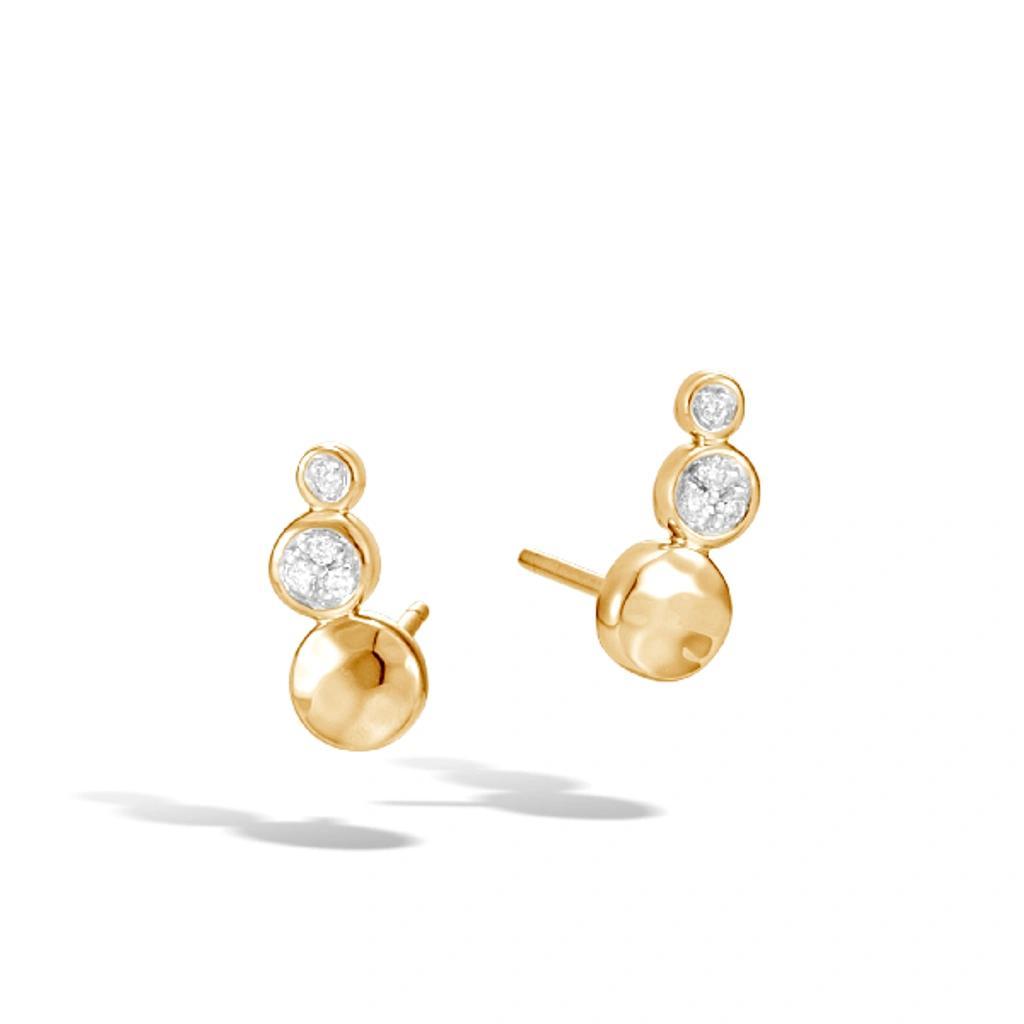 JOHN HARDY 18k Yellow Gold Dot Hammered Pave Diamond Stud Earrings Product Image