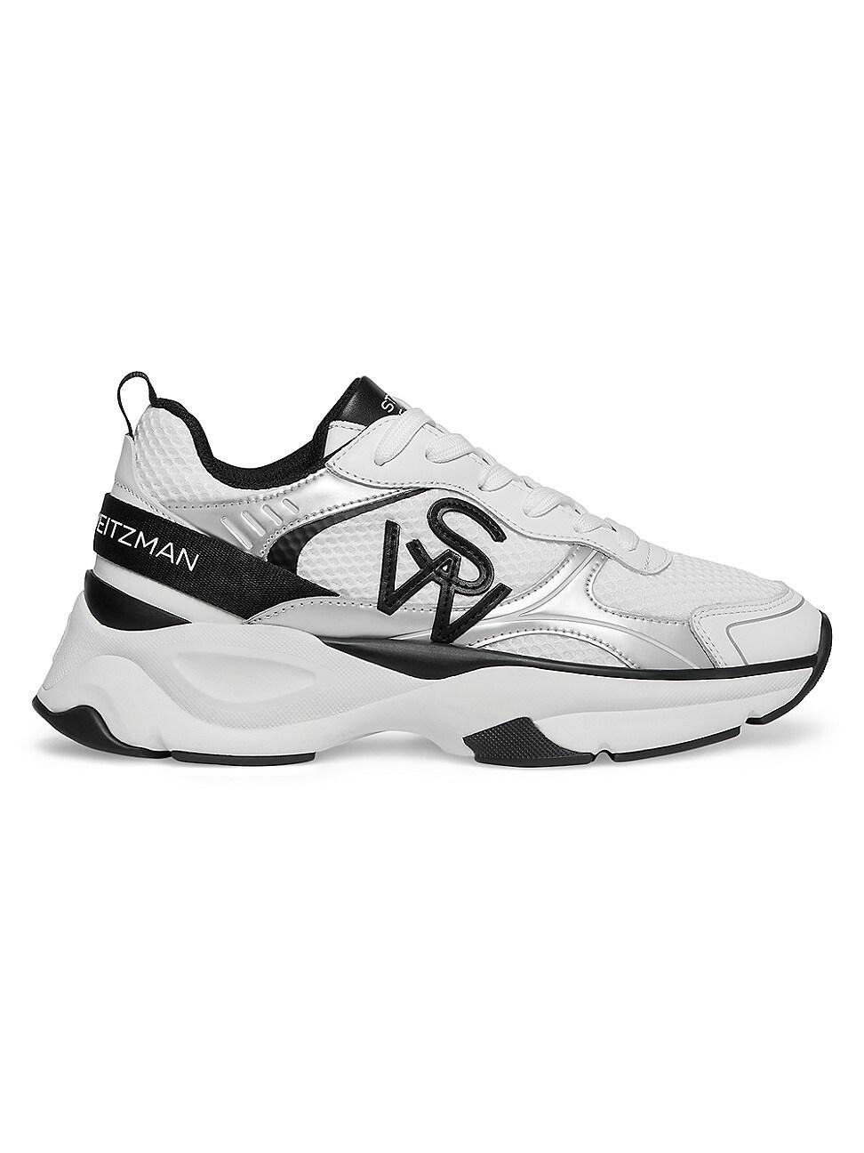 Womens Mesh & Leather Trainer Sneakers Product Image