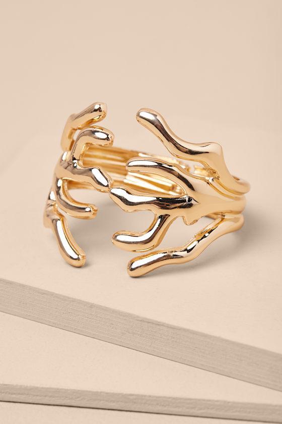 Braelynn Gold Coral Cuff Bracelet Product Image