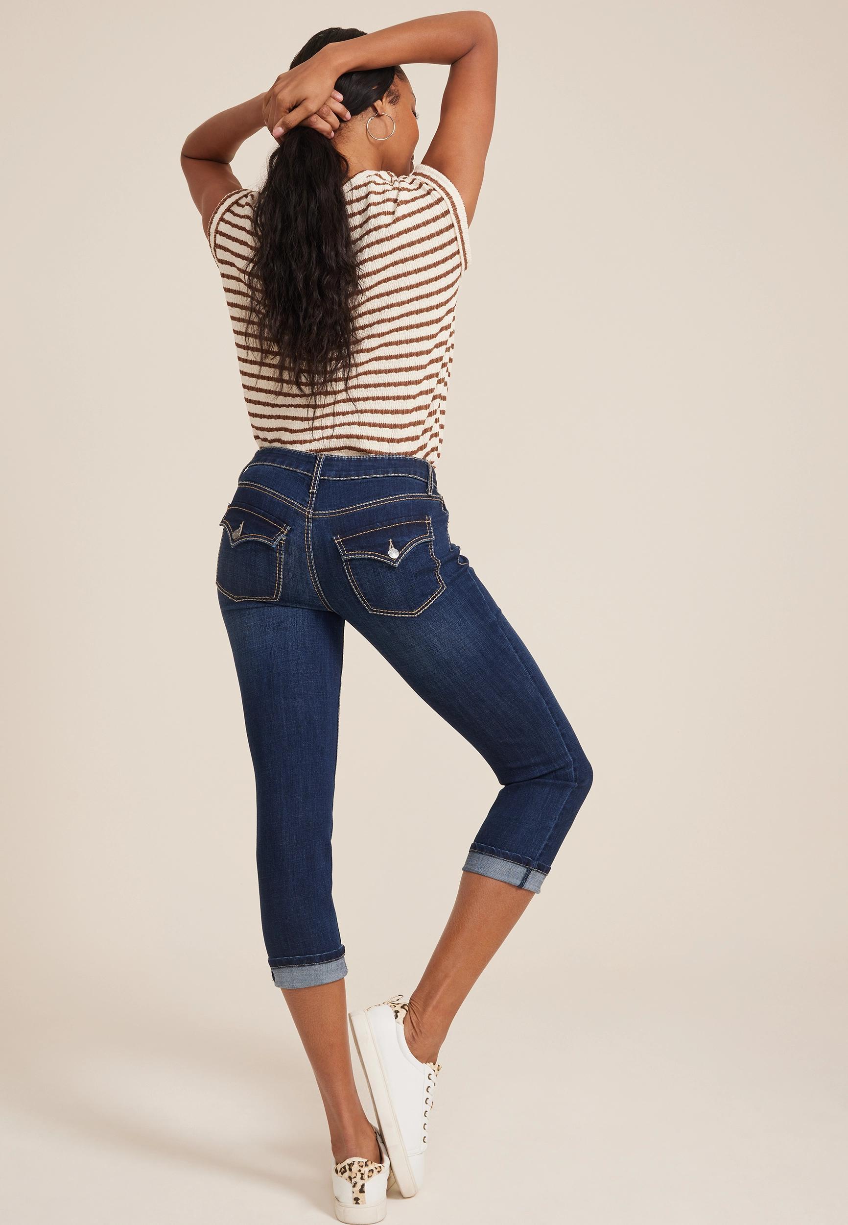m jeans by maurices™ Mid Rise Flap Pocket Straight Cropped Jean Product Image