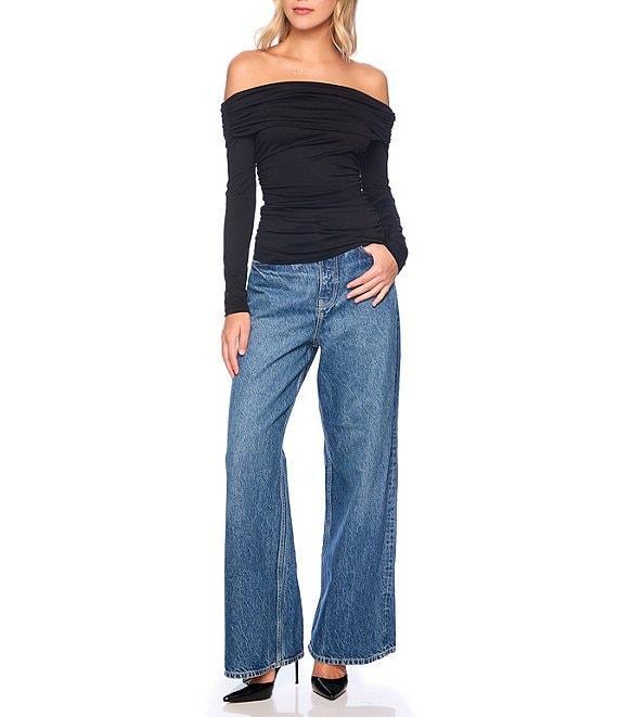 Susana Monaco Off The Shoulder Neck Long Sleeve Gathered Top Product Image