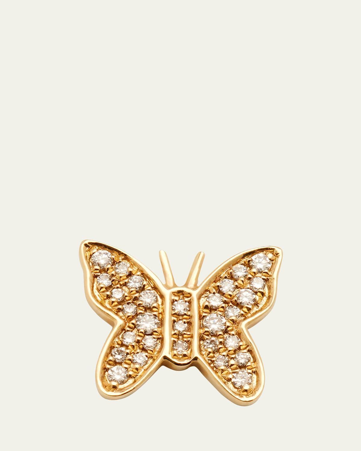 Womens Butterfly Diamond & 14K Yellow Gold Single Stud Earring Product Image