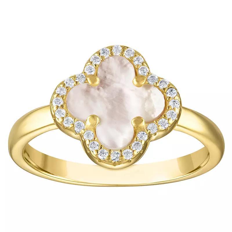 Designs by Gioelli 14k Gold Over Sterling Silver Gemstone Clover Ring, Women's, Size: 6, M Of White Product Image