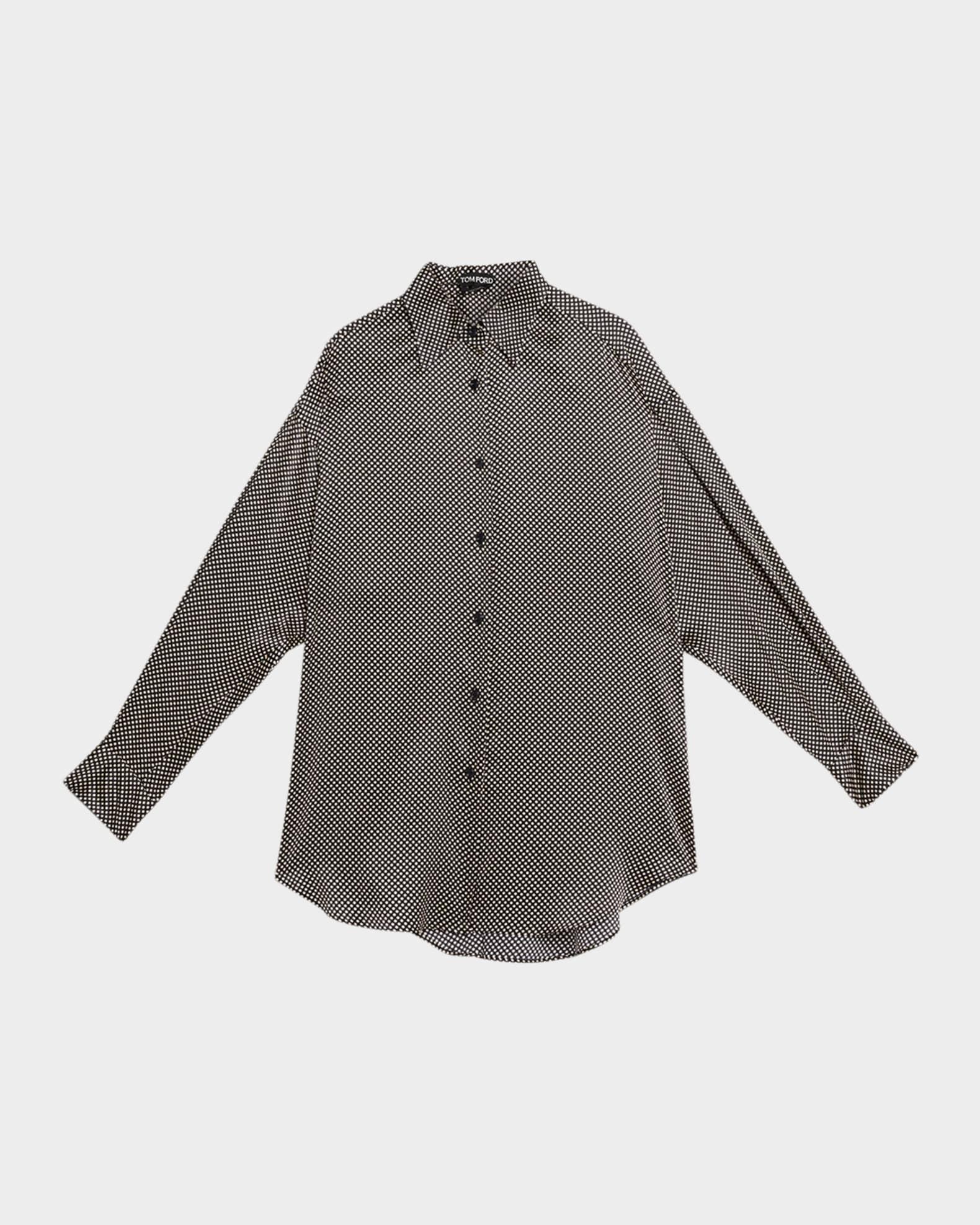 Polka Dot Stretch Satin Button-Down Shirt Product Image