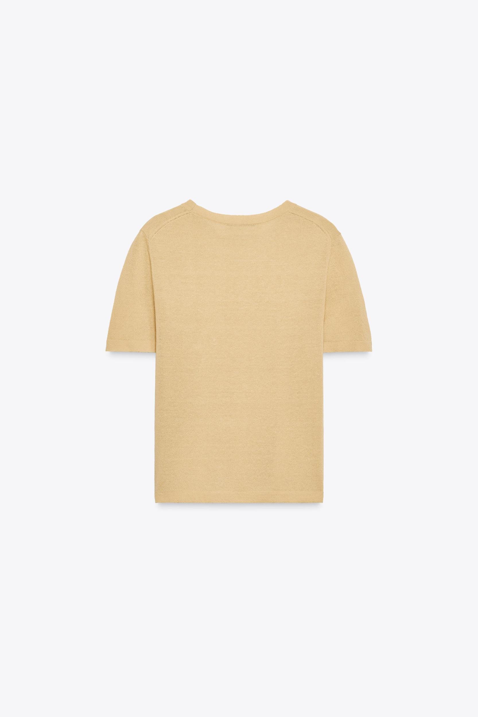 SHORT SLEEVE LINEN KNIT TOP Product Image