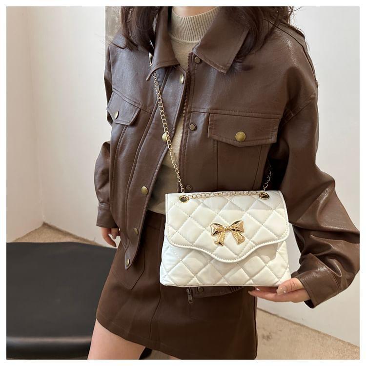 Chain Accent Bow Accent Quilted Flap Crossbody Bag Product Image