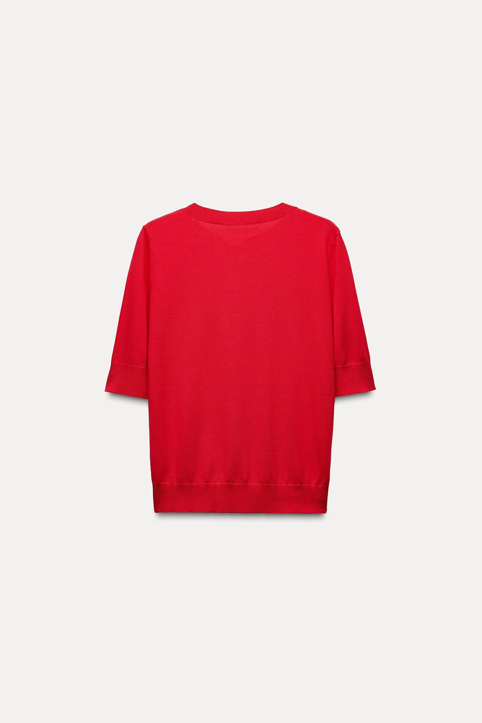 PLAIN KNIT BASIC SHORT SLEEVE TOP Product Image