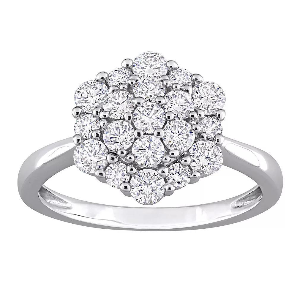Stella Grace 10k White Gold 1 Carat T.W. Diamond Cluster Engagement Ring, Women's, Size: 5.50 Product Image
