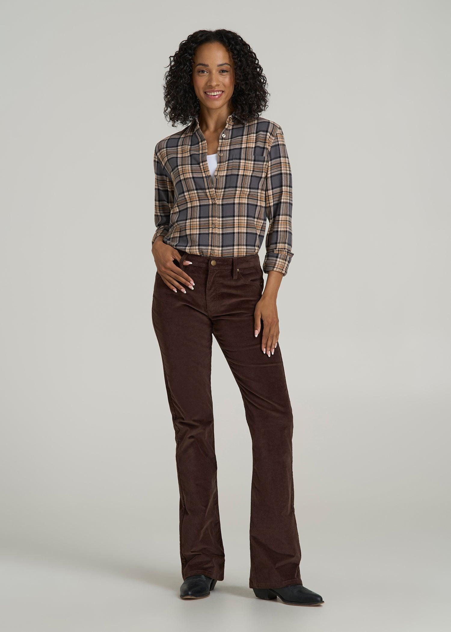 Mid Rise Mini Bootcut Tall Corduroy Pants for Women in Espresso Product Image