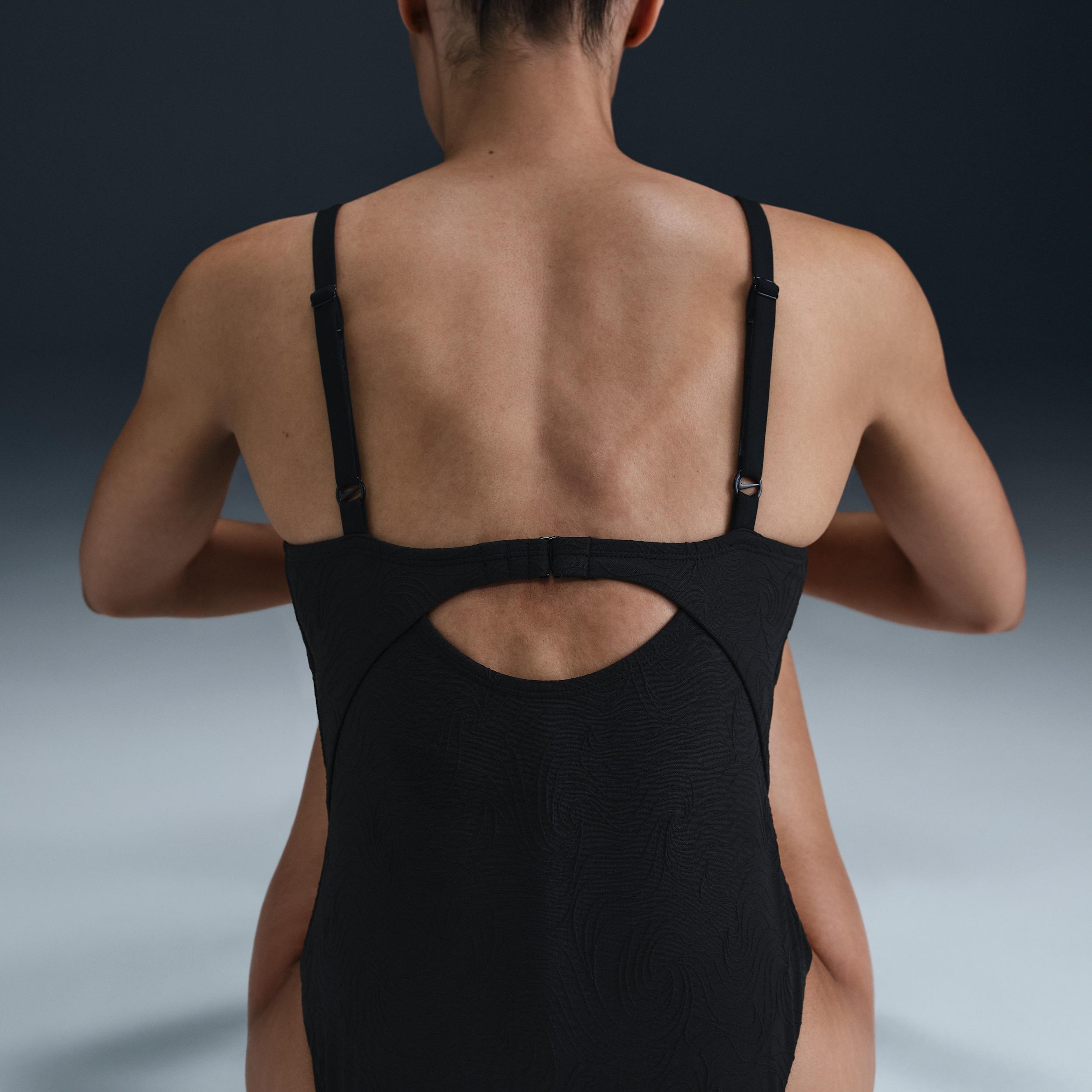 Nike Women's Swim Water Texture V-Neck One-Piece Product Image