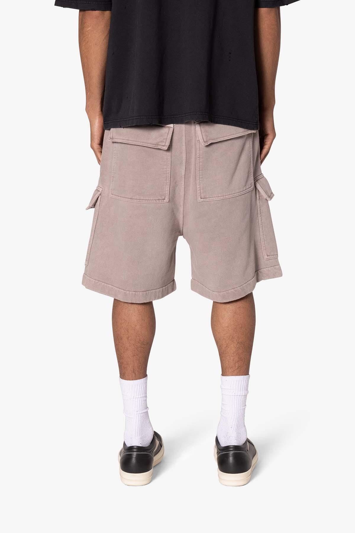 Rave Cargo Fleece Sweat Shorts - Washed Mauve Product Image