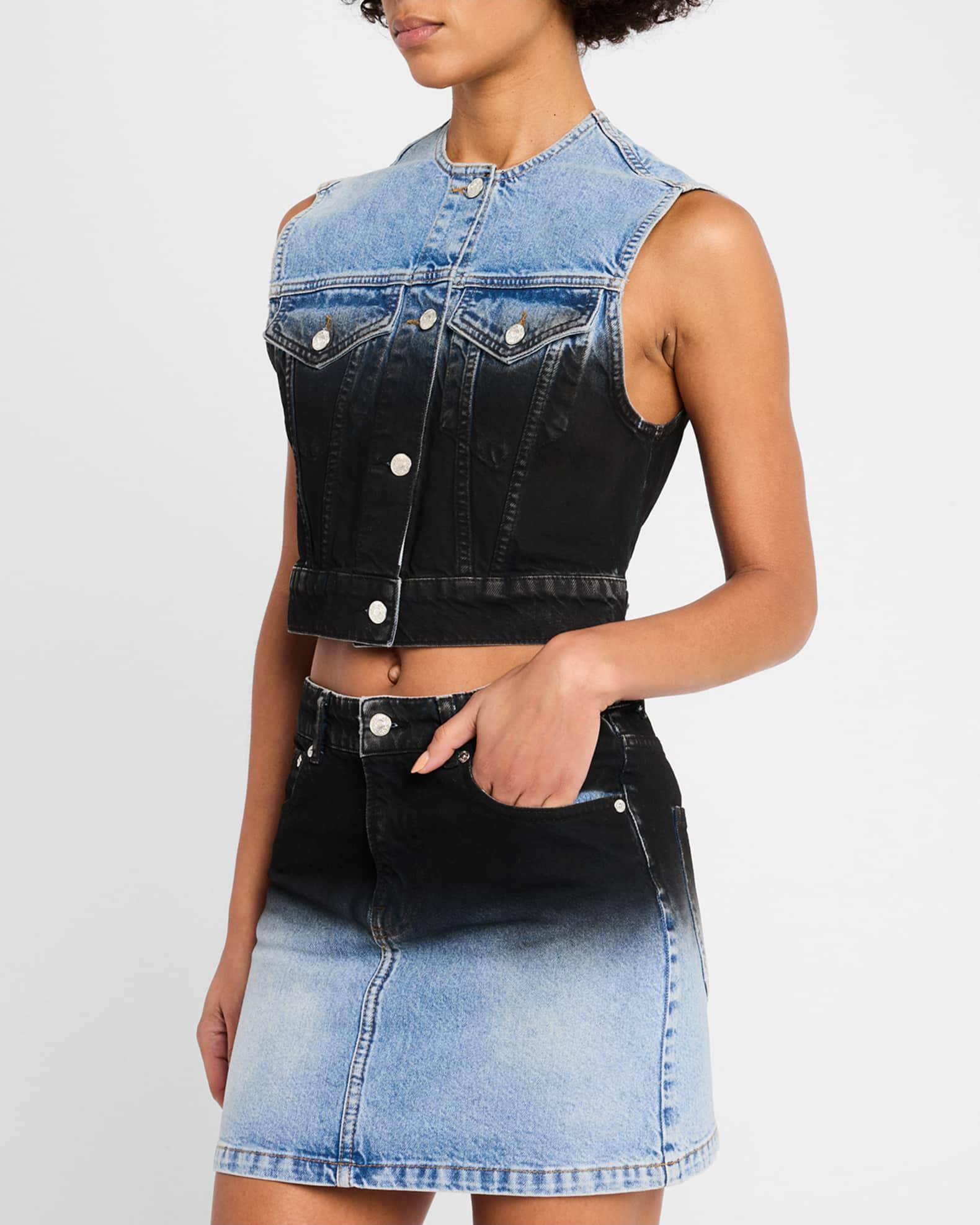 Cropped Denim Shadow Vest Product Image