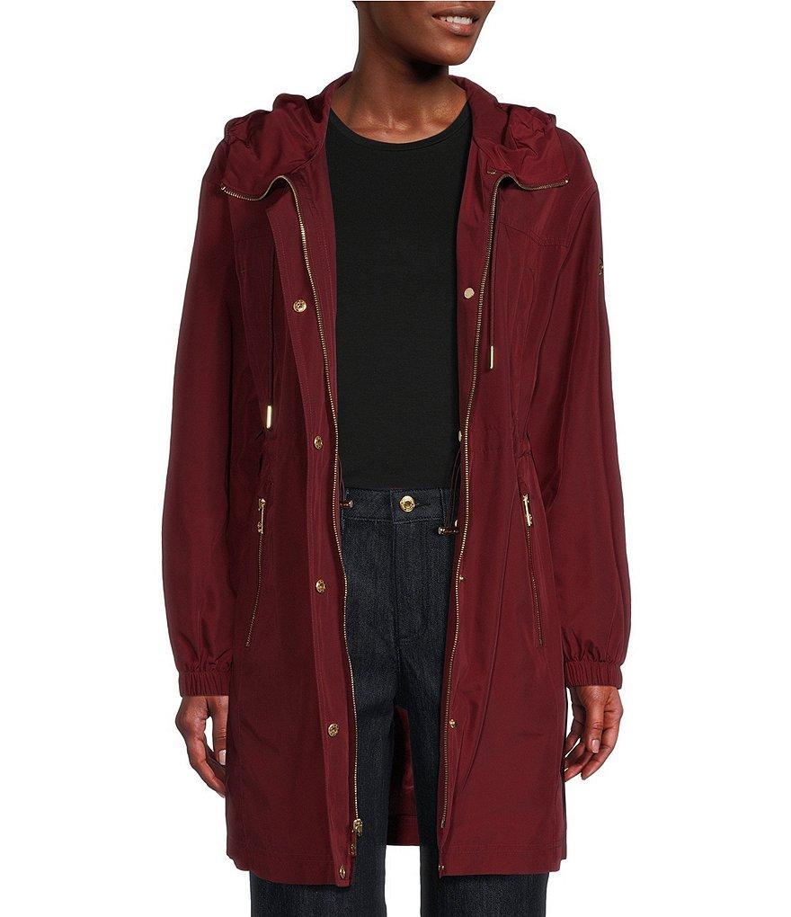 MICHAEL Michael Kors Stand Collar Hooded Elastic Bungee Cord Waist Rain Coat Product Image