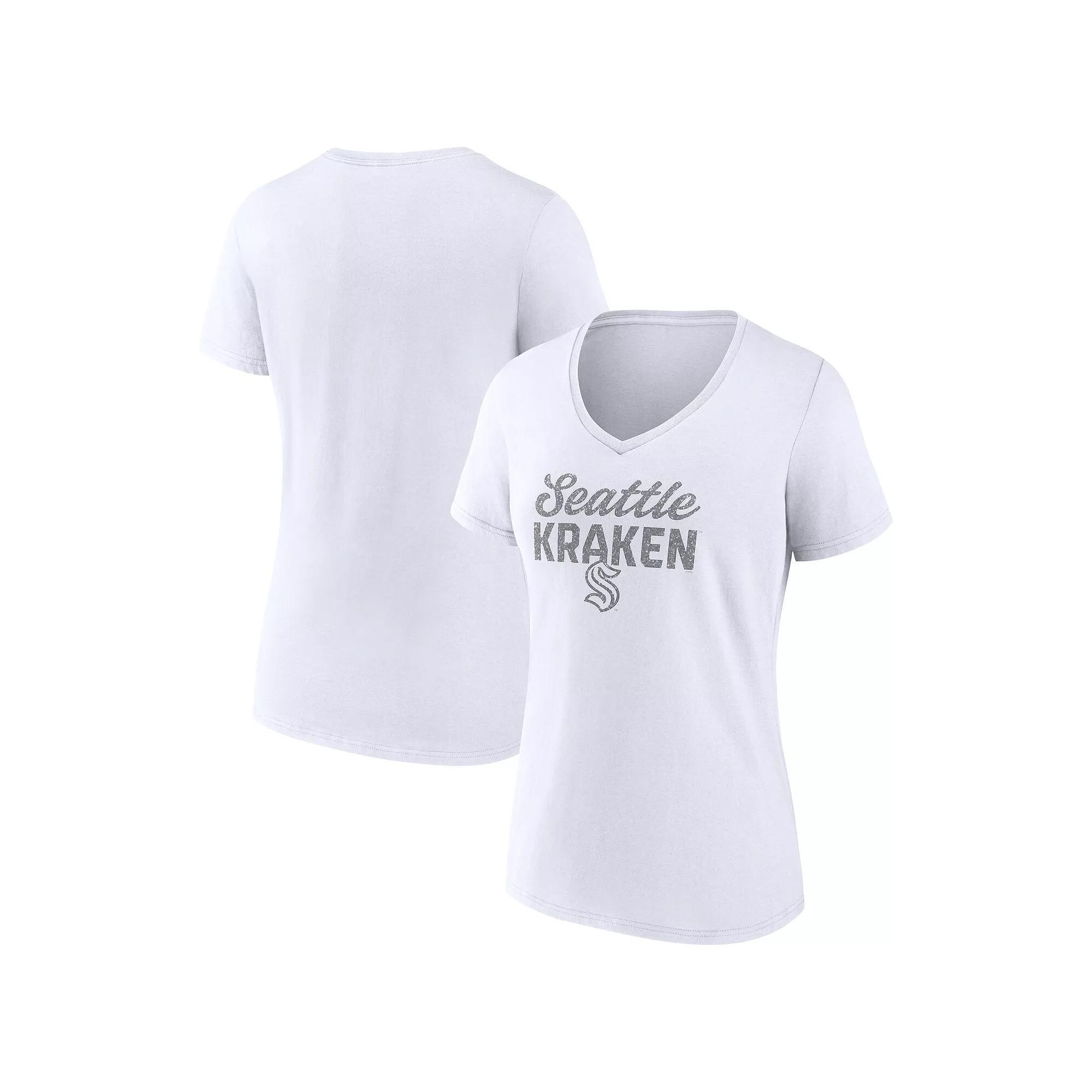 Women's Fanatics Seattle Kraken White Out V-Neck T-Shirt, Size: 2XL, Krk White Product Image