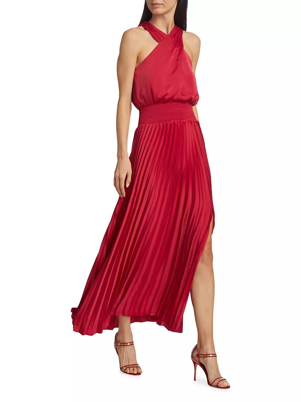 Arina Halter Neck Pleated Maxi Dress Product Image