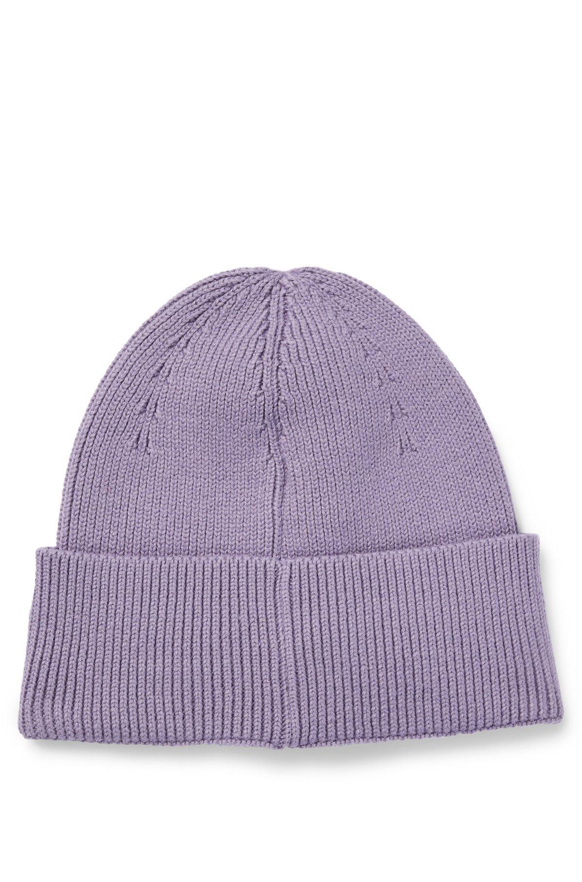 Logo-embroidered beanie hat in cotton and wool Product Image