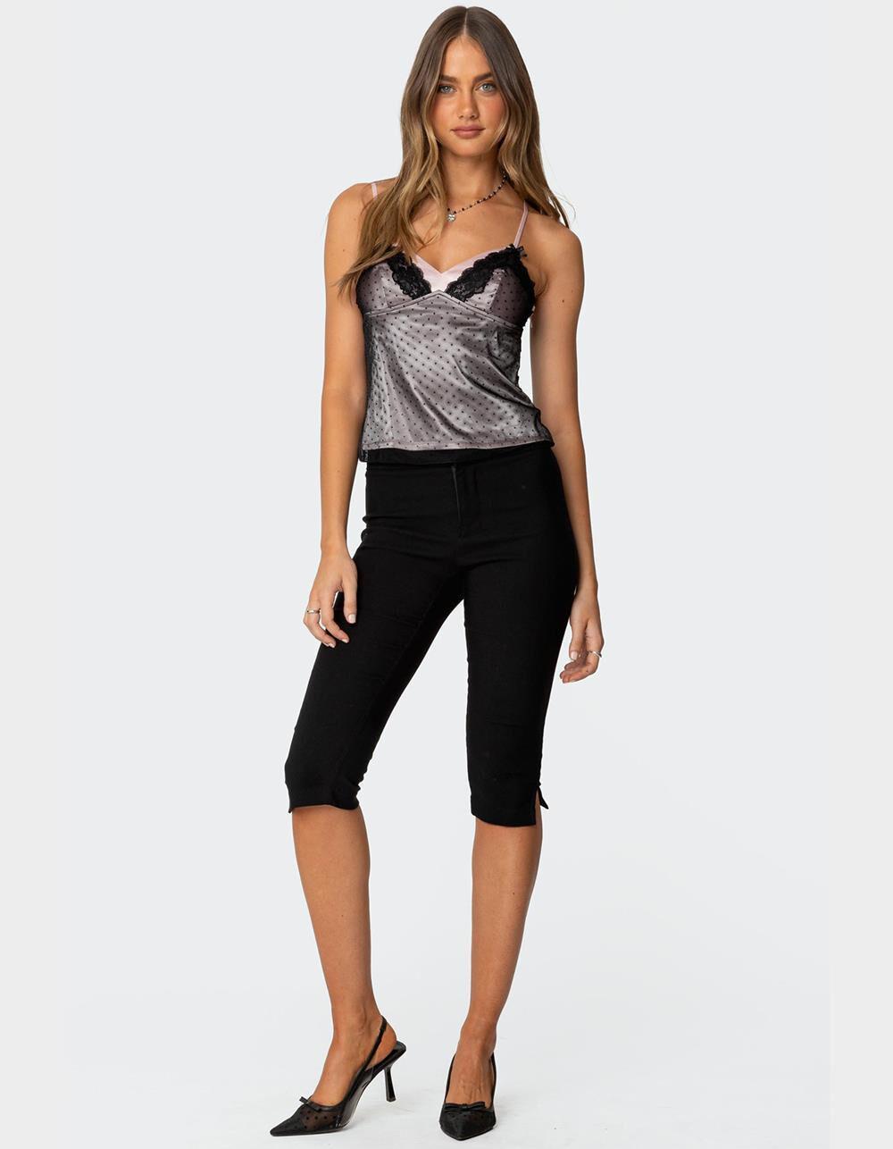 EDIKTED Janie Layered Polka Dot Mesh Top Product Image