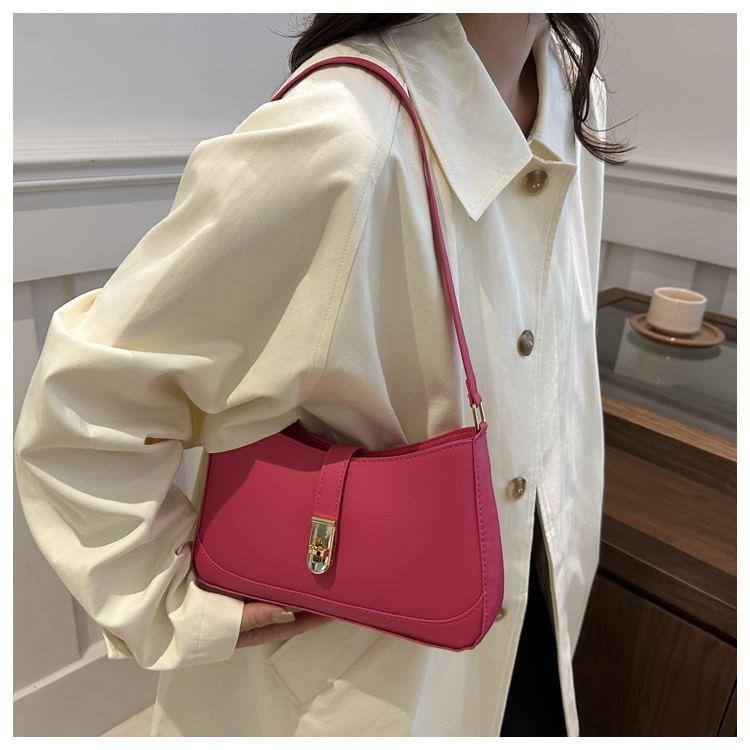 Plain Faux Leather Shoulder Bag Product Image