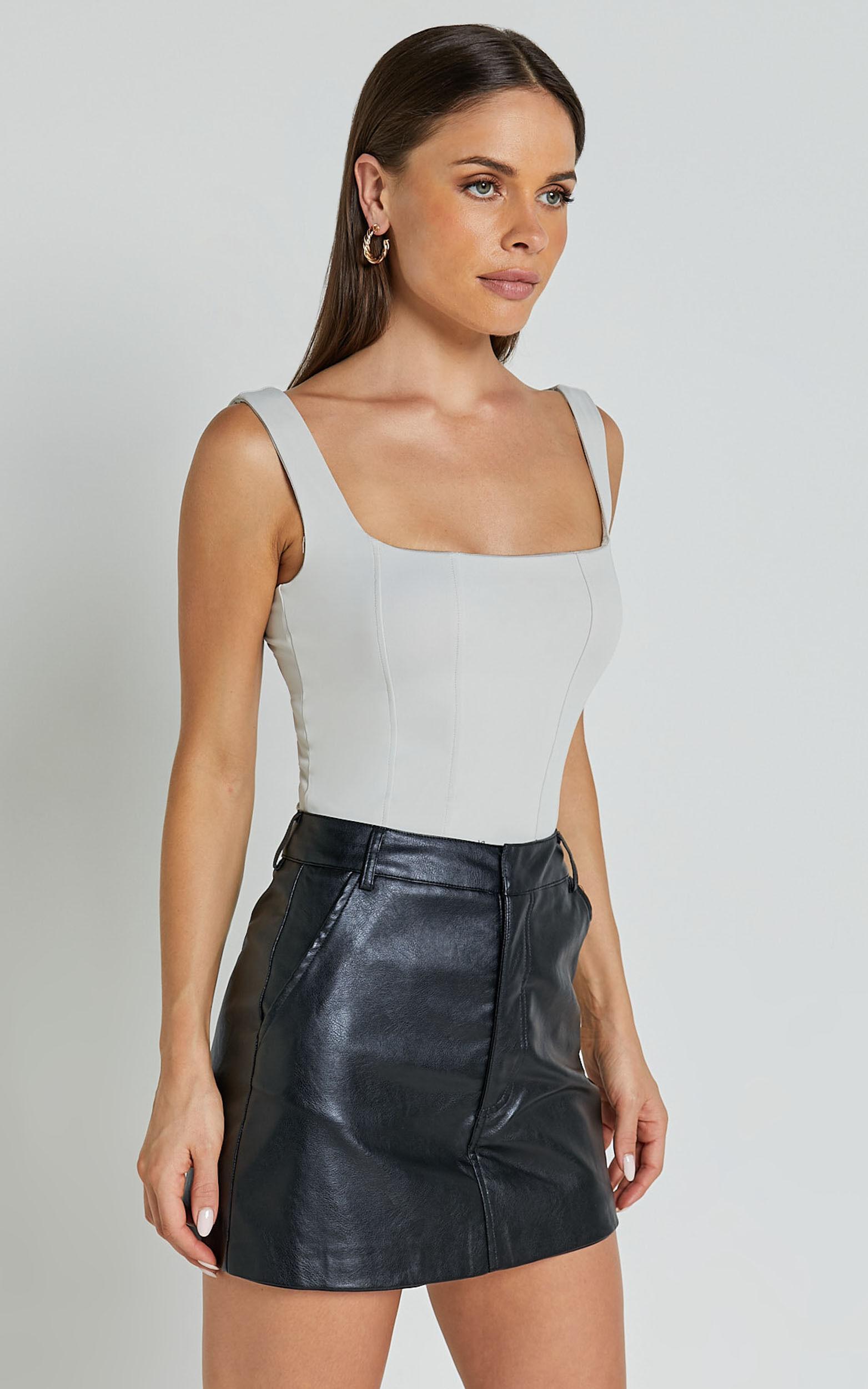 Narla Top - Panel Detail Corset Top in Stone Product Image