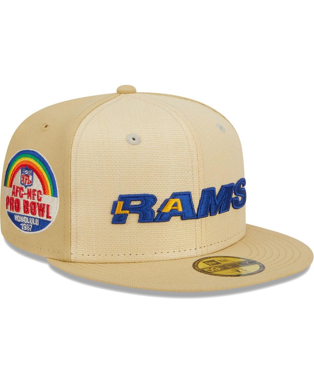 Men's New Era Khaki Los Angeles Rams Raffia Front 59FIFTY Fitted Hat, Size: 8, Beig K Product Image
