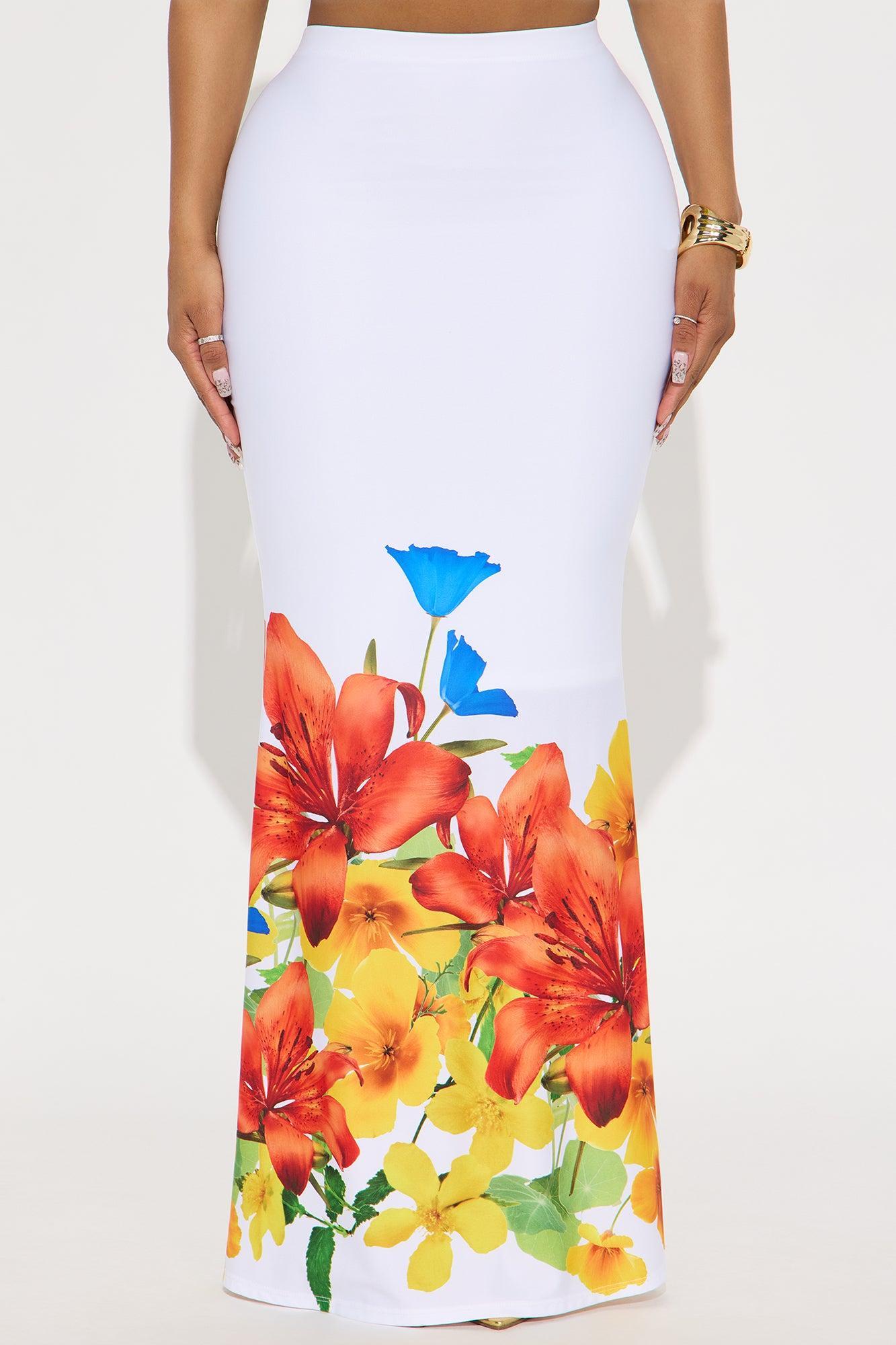 In The Garden Maxi Skirt - White/combo Product Image