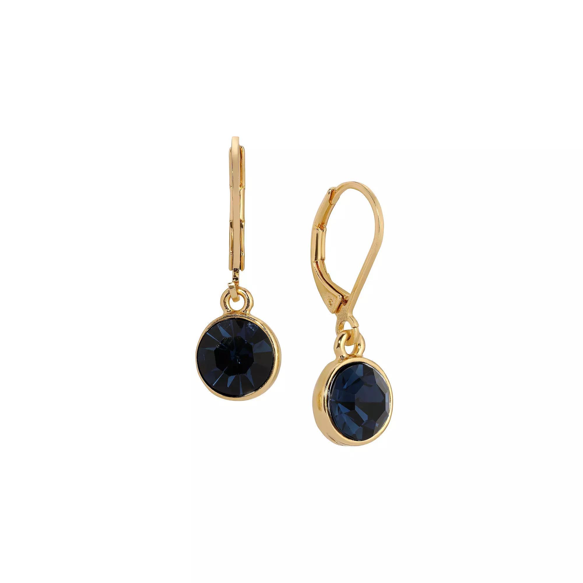 1928 Gold Tone Round Faceted Crystal Leverback Drop Earrings, Womens, Red Product Image