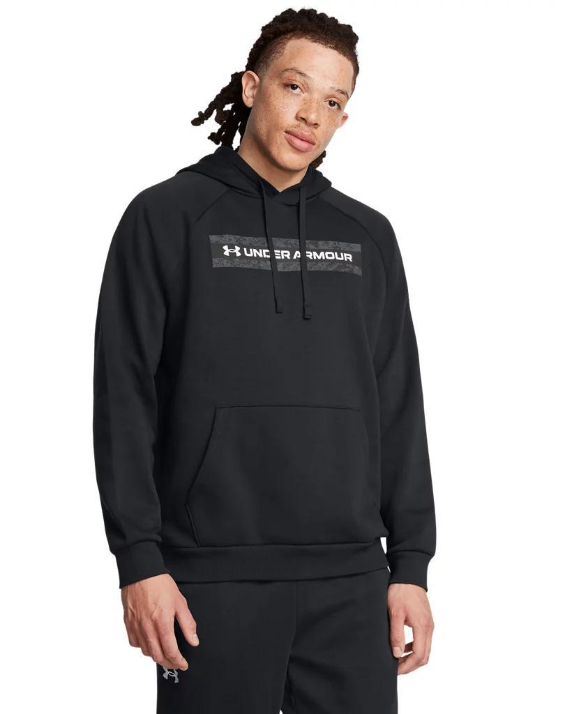 Men's Under Armour Rival Fleece Camo Chest Stripe Hoodie, Size: Large, Black Product Image