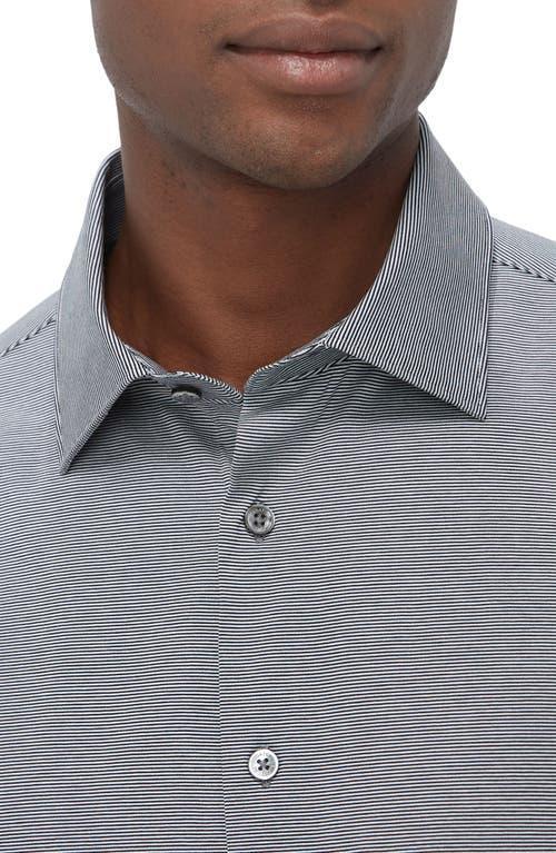 BUGATCHI Men's Ooohcotton James Micro-stripe Sport Shirt In Black Product Image