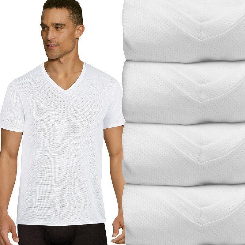 Hanes Ultimate Mens X-Temp V-Neck Undershirt 4-Pack White 2XL Product Image