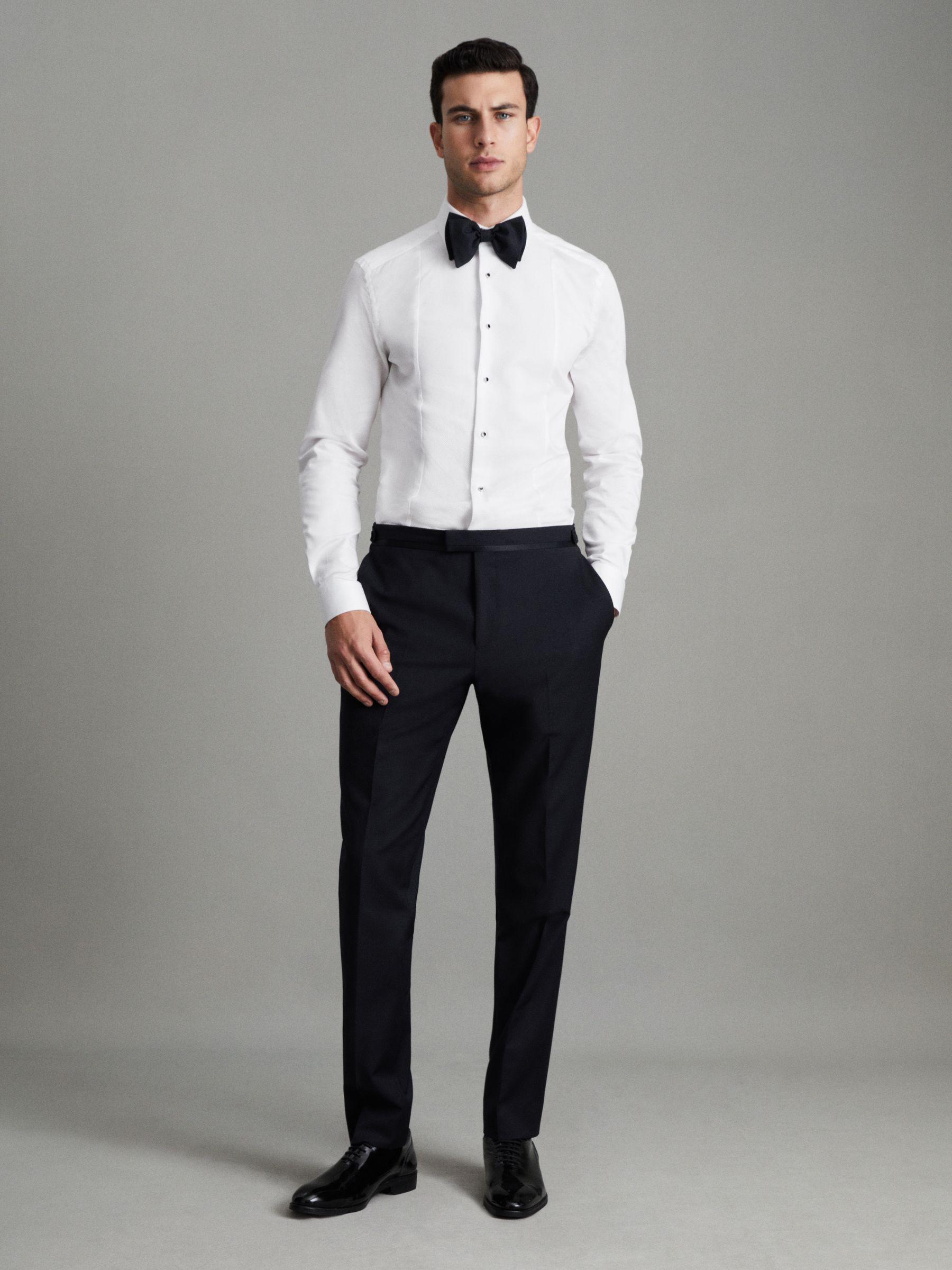 Wool-Linen Check Tapered Trousers in Soft Grey Melange Product Image