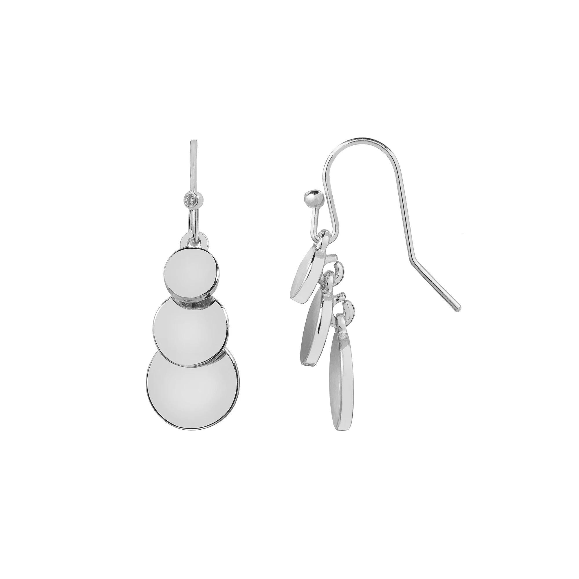 LC Lauren Conrad Gold Tone Discs Linear Drop Earrings, Women's Product Image