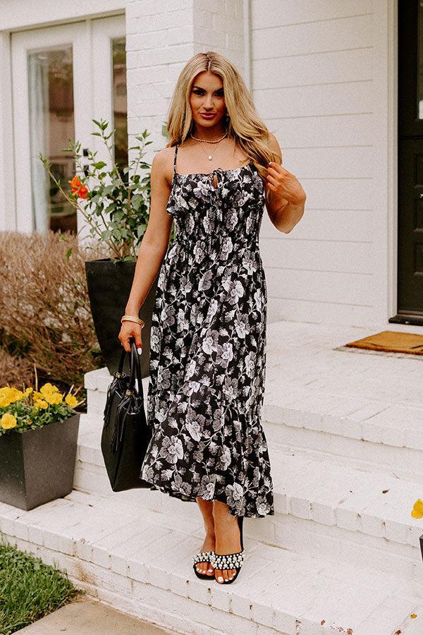 Lovely Lagoon Floral Midi In Black Product Image
