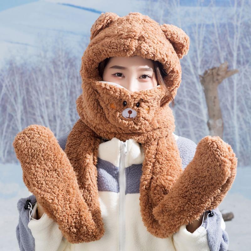 Set:  Fleece Lined Balaclava + Face Cover + Scarf + Gloves Product Image