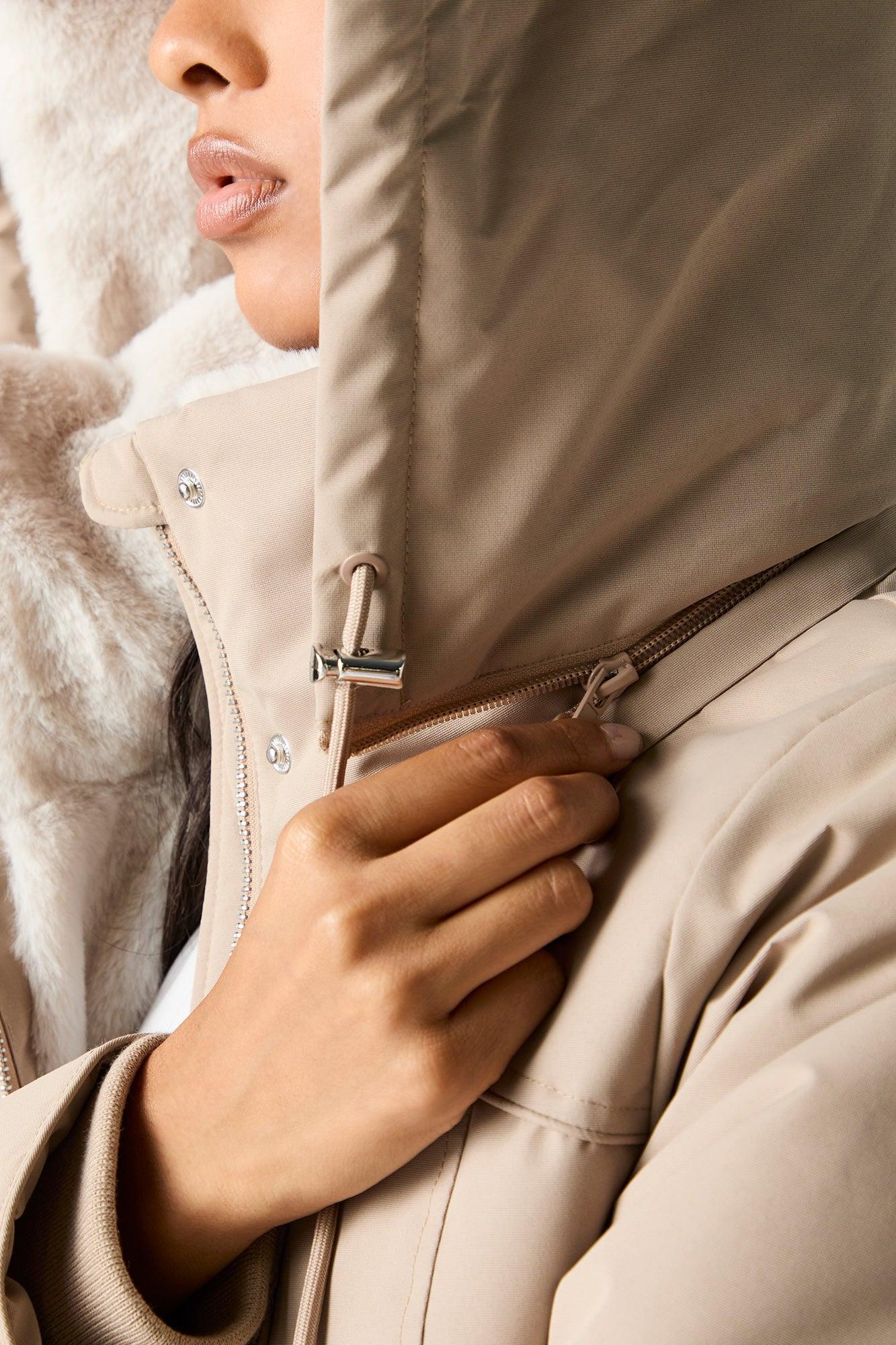 Faux Fur Lined Hooded Parka Female Product Image