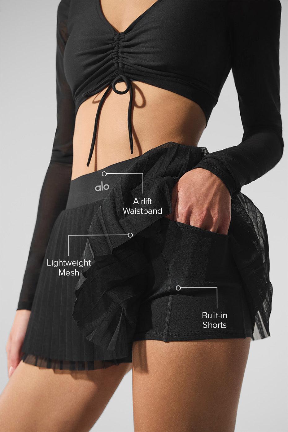 Mesh Baseline Tennis Skirt - Black Product Image