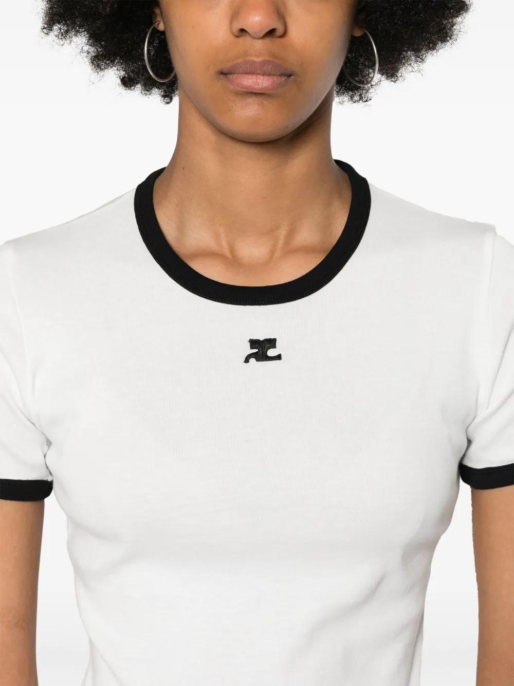 logo-patch contrasting-trim T-shirt Product Image