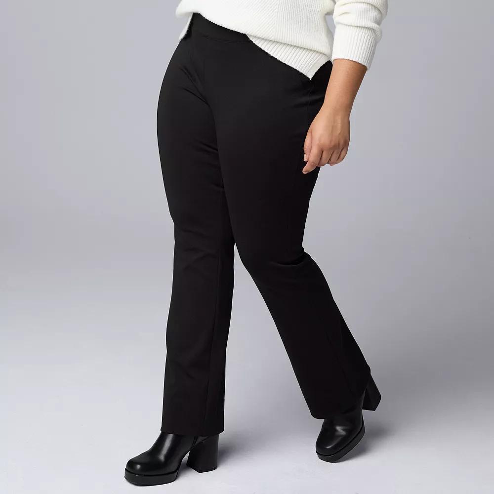 Plus Size Simply Vera Vera Wang Mid-Rise Pull On Ponte Pants, Women's, Size: 4XL LONG, Black Product Image
