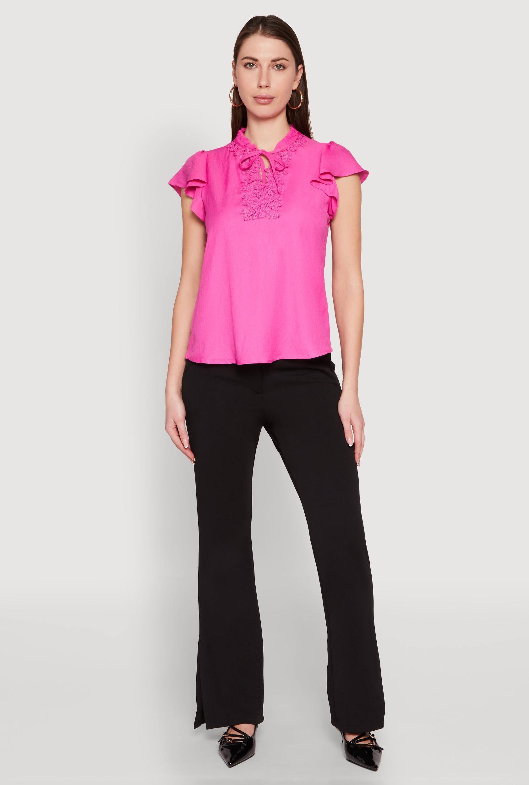 Womens Iris Crochet Detail Flounce Sleeve Blouse Product Image