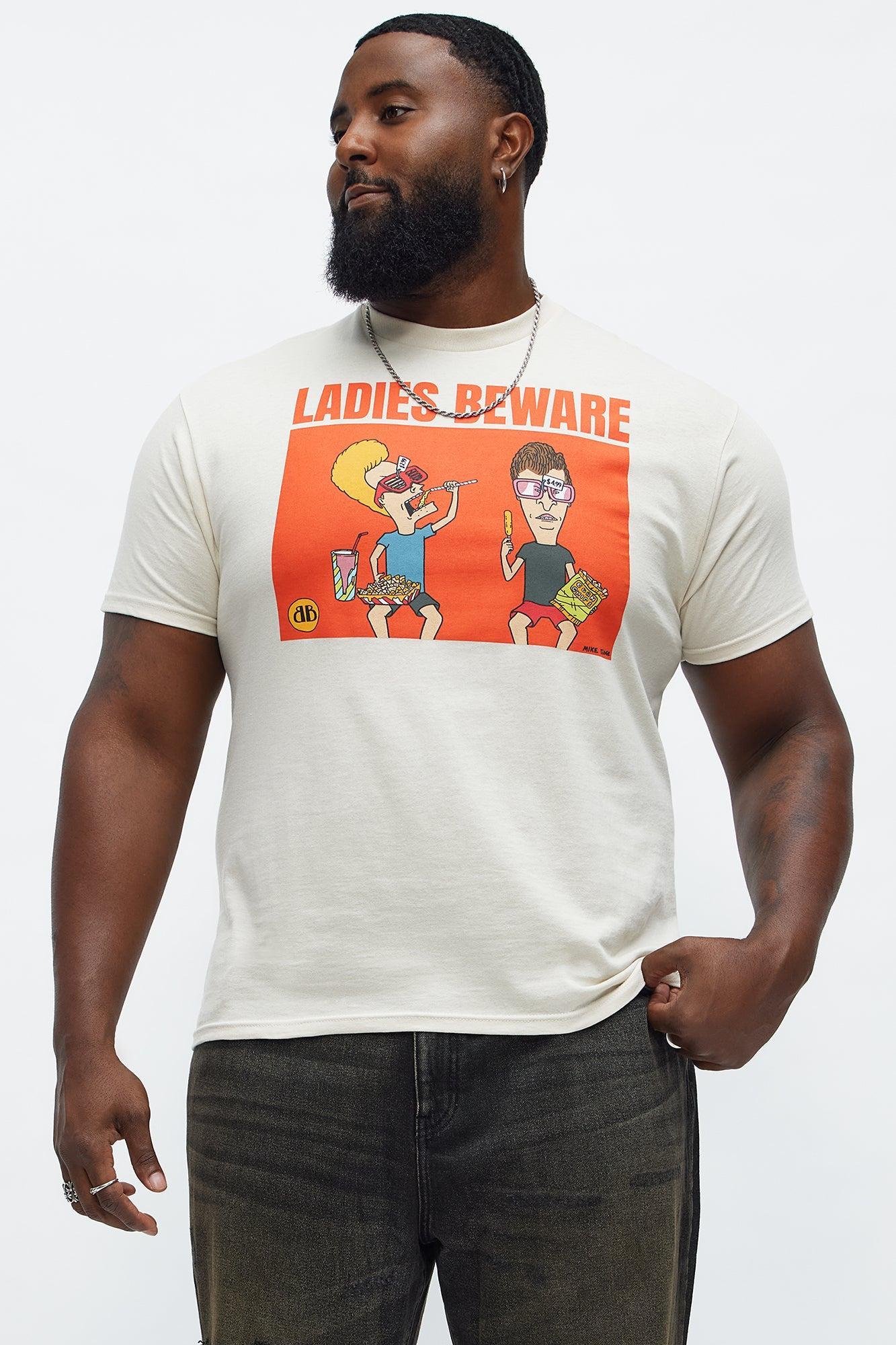 Beavis And Butthead Ladies Beware Short Sleeve Tee - Natural Product Image