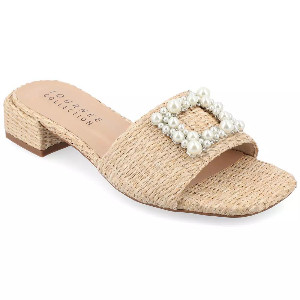 Journee Justina Women's Tru Comfort Foam™ Buckle Sandals, Size: 9, Natural Product Image