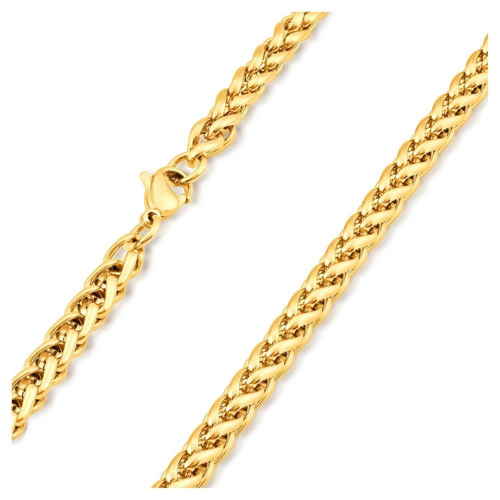 Men's Gold Plated Stainless Steel Spiga Chain Necklace (6mm) 24") Product Image