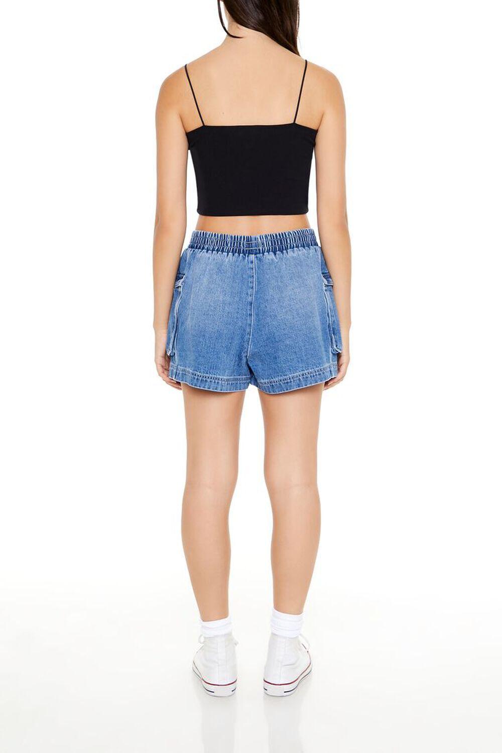 High-Rise Denim Cargo Shorts | Forever 21 Product Image