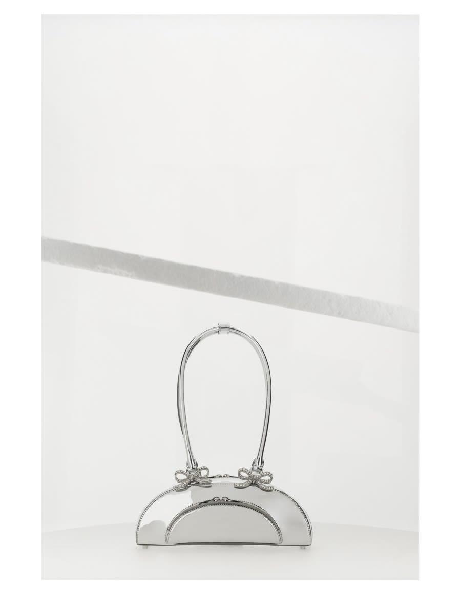 SELF-PORTRAIT Curved Shoulder Bag In Silver Product Image